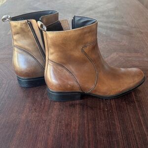 Men's Brown Leather Ankle Square Toe Boots